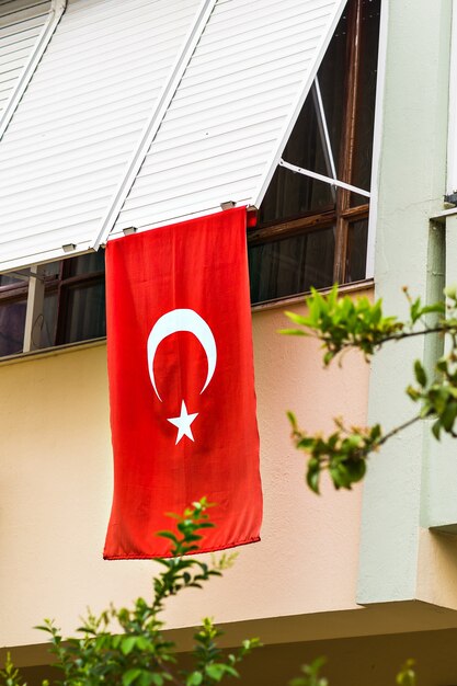 Turkish flag in front of a house