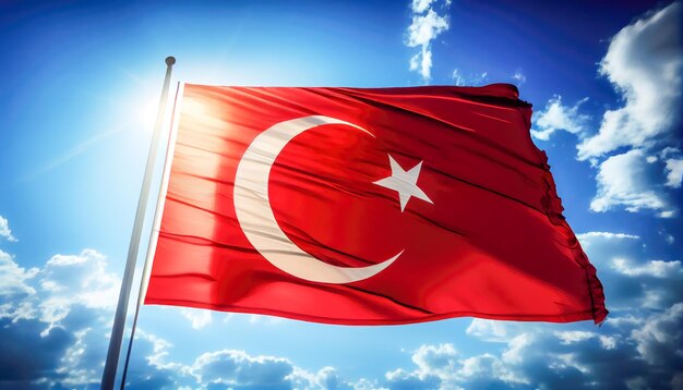 Turkish flag on a sunny day Generative AI