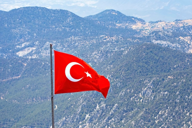 Turkish flag waving on the wind