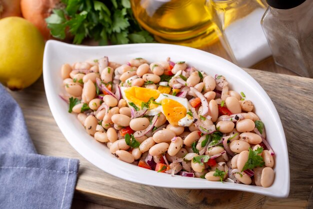 Turkish foods; dried beans salad (Turkish name; piyaz)