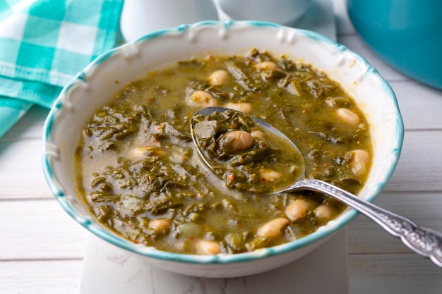 Turkish Kara Lahana corbasi Black Cabbage or Kale Soup