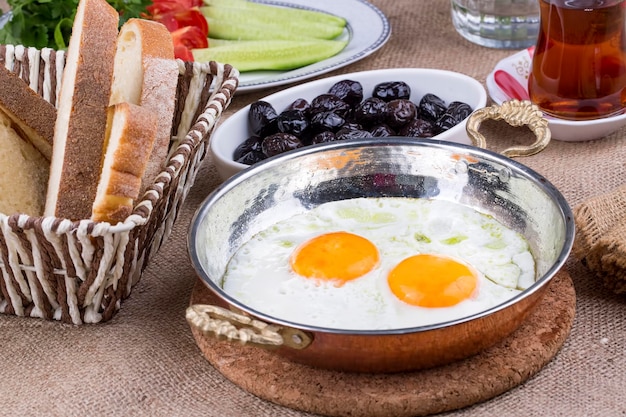 Turkish kitchen; Traditional delicious Turkish breakfast table.