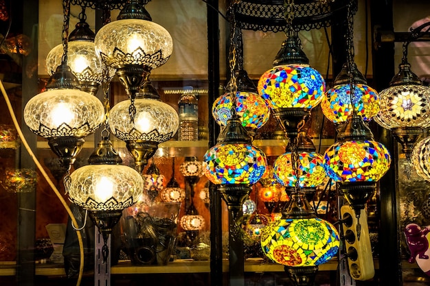 Turkish lanterns in Grand Bazaar Istanbul Turkey