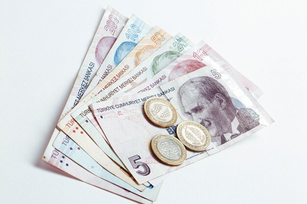 Banconota in lire turche in contanti