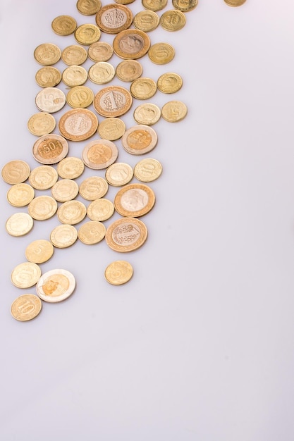Photo turkish lira coins shape a round circle form