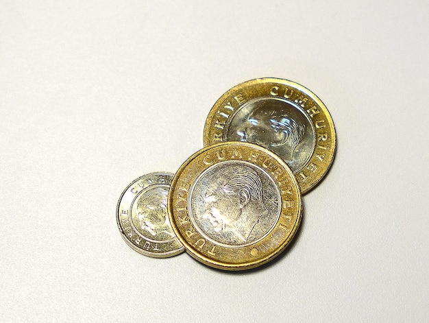 Photo turkish liras turkish coins high quality photo