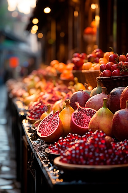 トルコのバザールで果物と野菜の販売 トルコ貿易文化 イスラムバザール AI生成画像