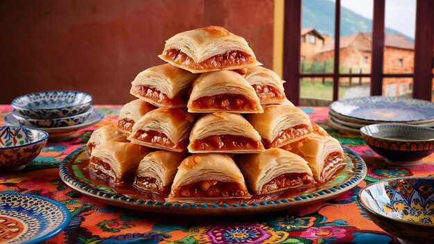 Turkish pakhlava on the table