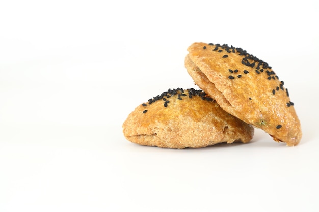 Turkish Pastry Pogaca on white background Traditional Bakery