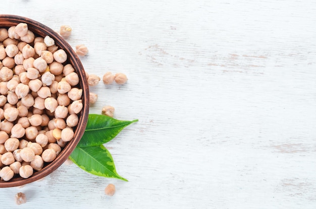 Turkish peas. Nutt On a white background. Top view. Free copy space.