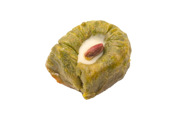 Turkish pistachio baklava isolated on a white background