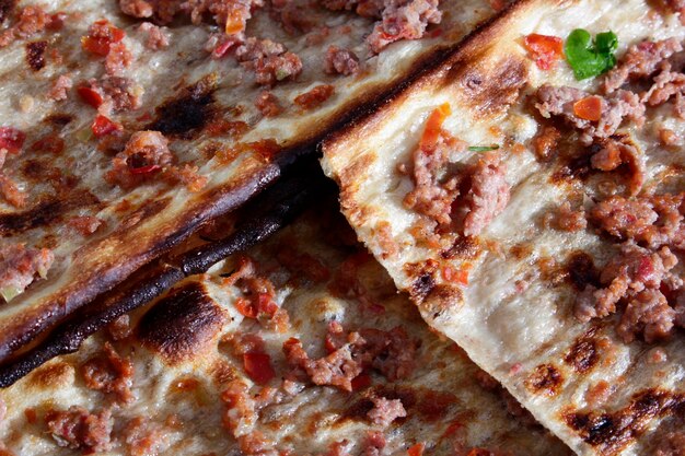 Turkish Pizza Turkish food minced pide Konya Etli Ekmek Kebab