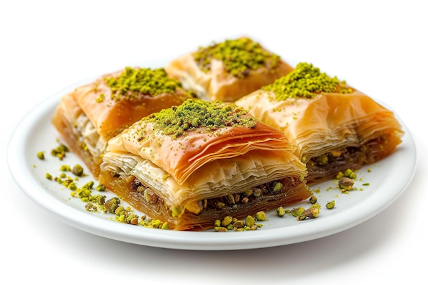 Turkish Ramadan Dessert Baklava isolated on white Background