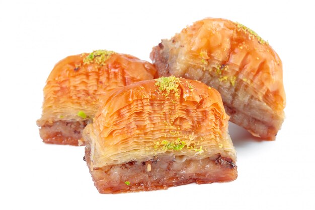 Turkish Ramadan Dessert Baklava isolated on white