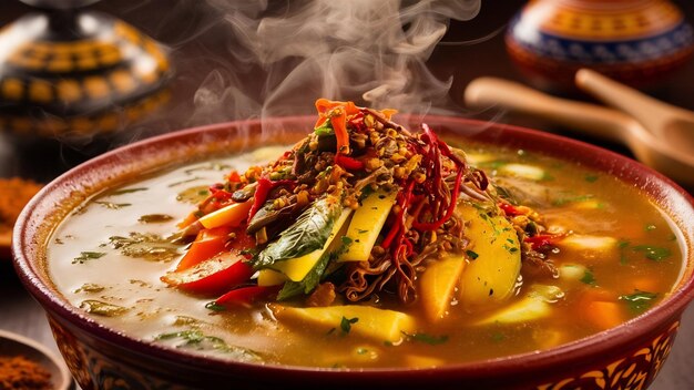 Photo turkish soup with spices