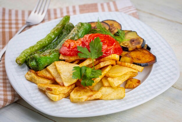 Turkish style mixed vegetable fried Karisik Kizartma