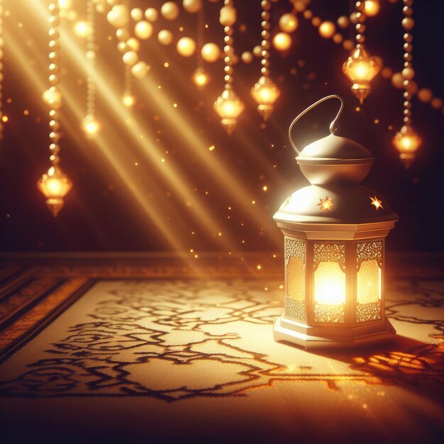 Turkish style The Muslim Ramadan background with a shining lantern