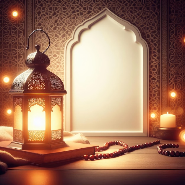 Turkish style The Muslim Ramadan background with a shining lantern