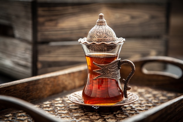 Photo turkish tea in a glass