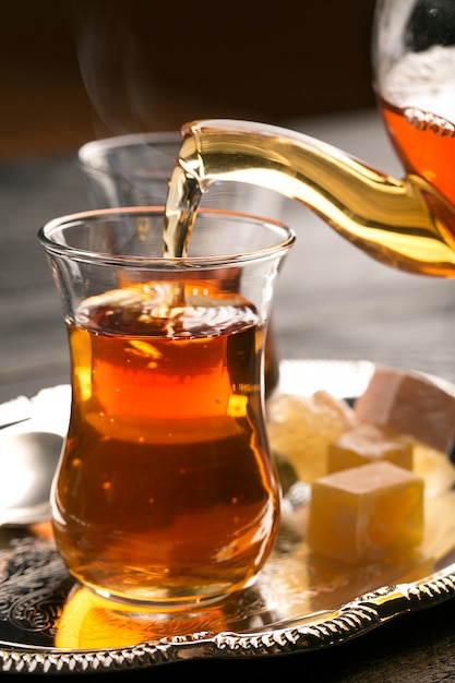 Turkish tea on the table