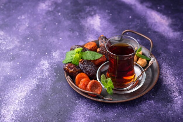 Turkish tea with dried fruits