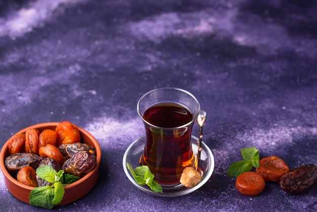 Turkish tea with dried fruits