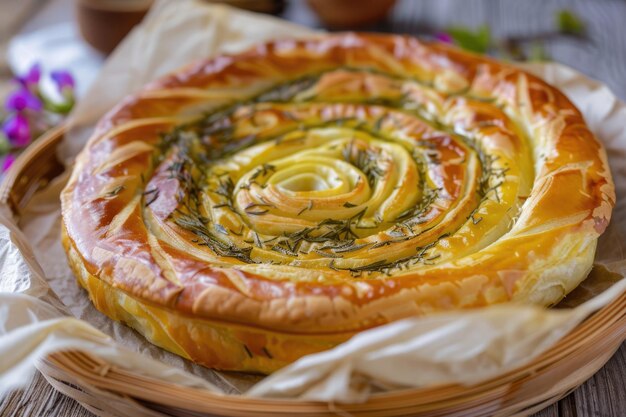 写真 トルコのテプシ・ボレギ (tepsi boregi) 丸いボレック・トレイ (borek tray)