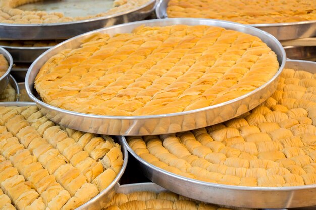 Turkish traditional baklava desert at the Market