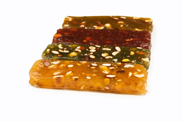 Turkish traditional delight with nuts isolated on a white background