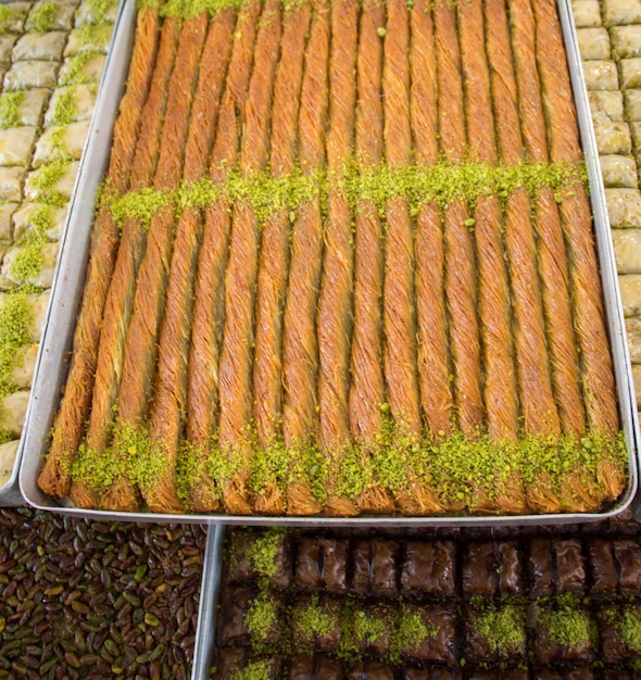 Turkish traditional desert sweets at the Market