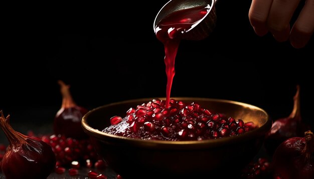 Photo turkish women makes pomegranate sauce