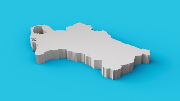 Turkmenistan 3D-kaart Geografie Cartografie en topologie Zeeblauw oppervlak 3D-afbeelding