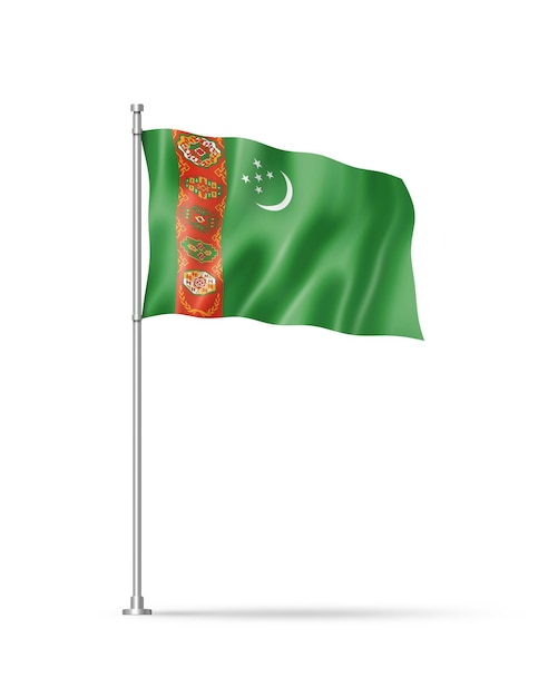 Turkmenistan flag isolated on white