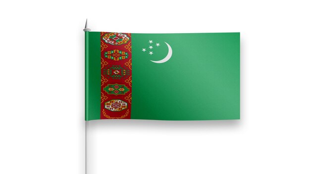 Foto bandiera del turkmenistan su sfondo bianco