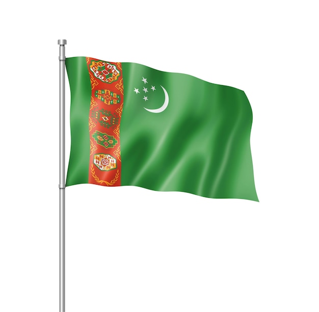 Turkmenistan vlag driedimensionale render geïsoleerd op wit