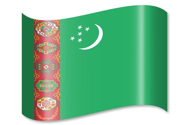 Foto turkmenistan wapperende vlag van het land op witte achtergrond