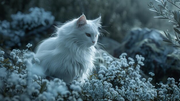 Foto turkse angora kattenras met geruisde haren gegenereerde ai foto