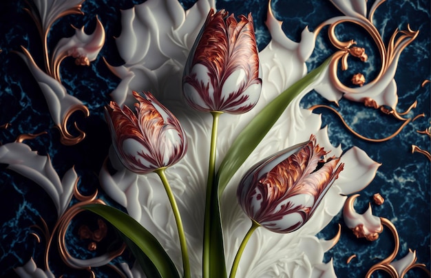 Turkse Ebru kunst tulp patroon