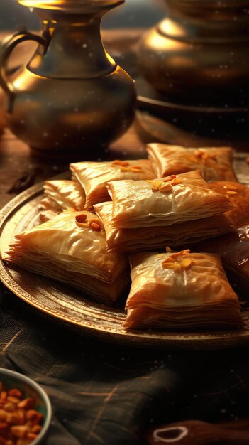 Turkse heerlijke honingbaklava met noten