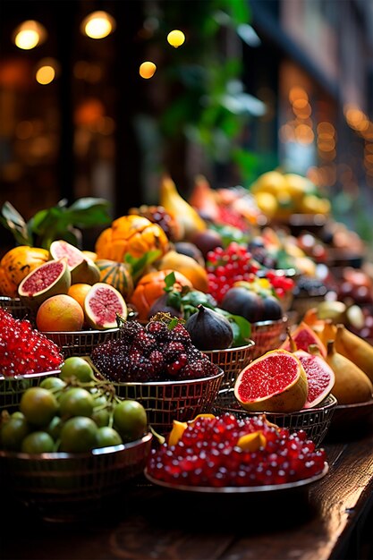Foto turkse markt verkoop van fruit en groenten op de bazaar turkse handelscultuur islamitische bazaar ai gegenereerde afbeelding