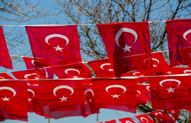 Foto turkse nationale vlag in zicht