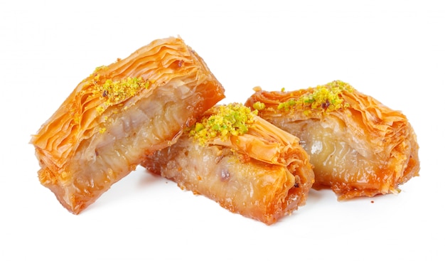Turkse Ramadan Dessert Baklava geïsoleerd