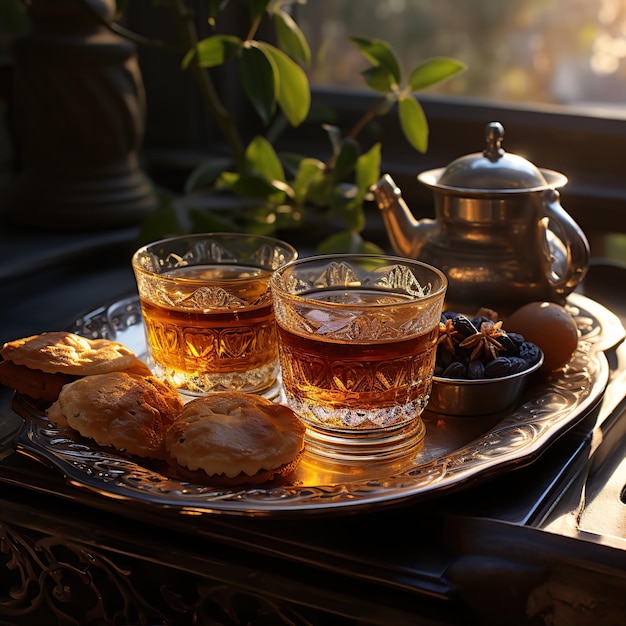 Turkse thee in traditionele Turkse tulpenbekers