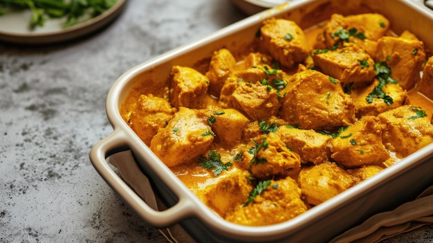 Turmeric chicken casserole in baking dish