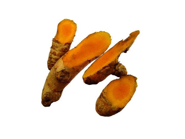 Turmeric or Curcuma Longa on white background