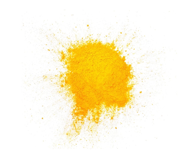 Turmeric (Curcuma) powder  isolated on white background, top view