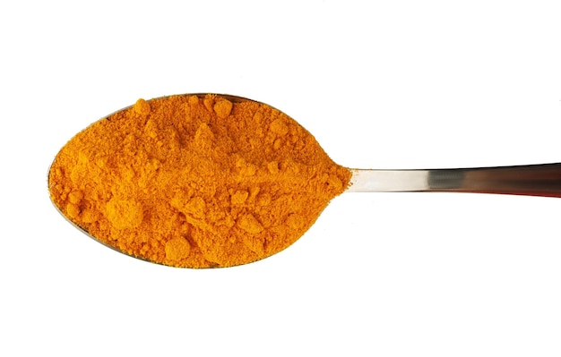 Turmeric curcuma spice in a metal spoon