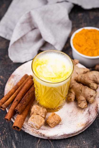 Turmeric golden milk with spices