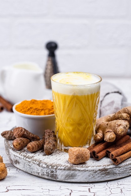 Turmeric golden milk with spices