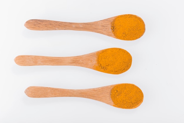 Turmeric powder on white background curcuma longa